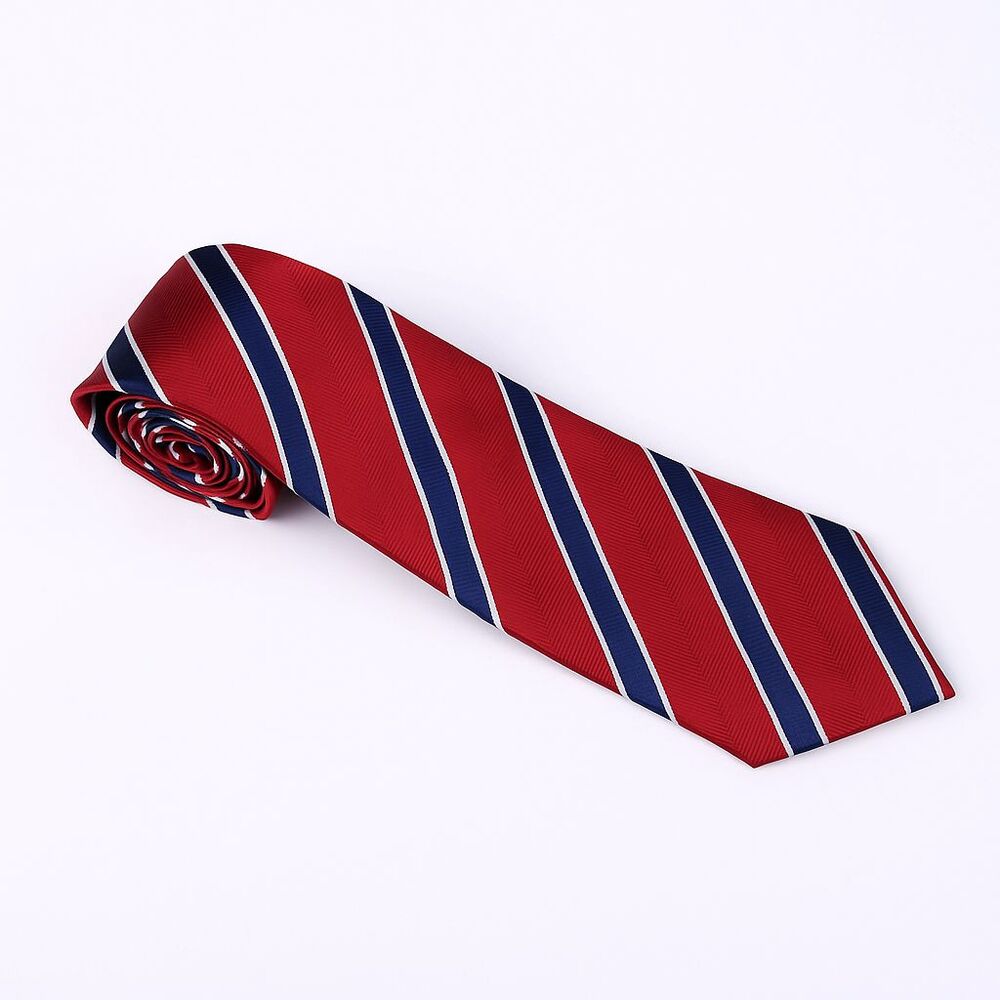 New Classic Striped Red Blue JACQUARD WOVEN 100% Silk Men's Necktie Tie